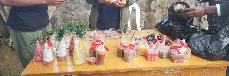 Handmade soaps and candles made by trainees